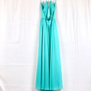Torquois colored A-line formal dress.